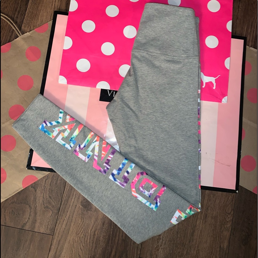 NEW VS PINK size XS Neon Tie Dye Logo High Waist Full Length Legging. - Picture 11 of 11